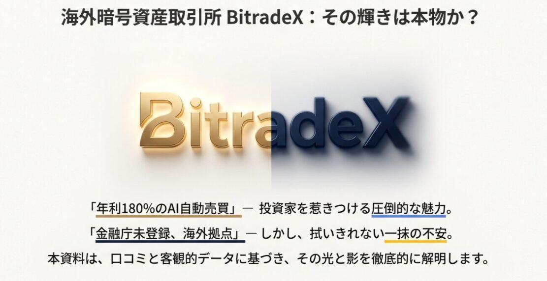 BitradeXの光と影を検証する解説資料の表紙