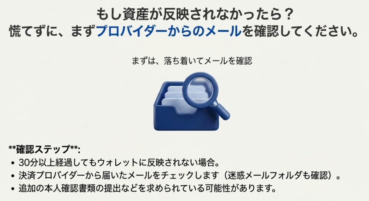 資産が反映されない場合の確認事項イメージ