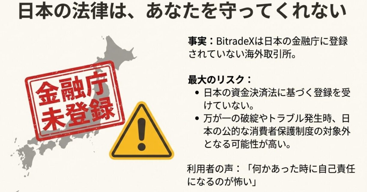 日本の金融庁未登録であることによる法的保護のリスク